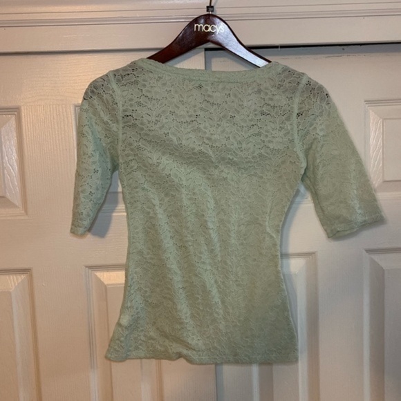 Express Mint Green Lace 3/4 Sleeve Top Size XS - Picture 6 of 6